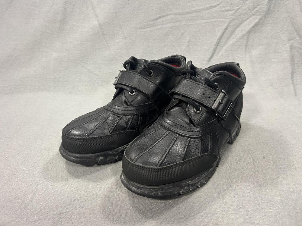 Polo Ralph Lauren Boots Mens Size 8.5 Black Leather Duck Rain Winter Ankle 90’s